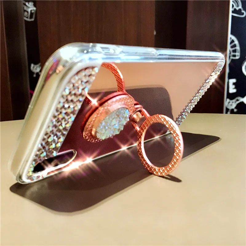 For Huawei Mate 50 40 30 20 Pro Lite 20X Nova 8 P60 P50 P30 P20 Case Glitter Diamond 360 Rotation Stand TPU Mirror Rhinestone