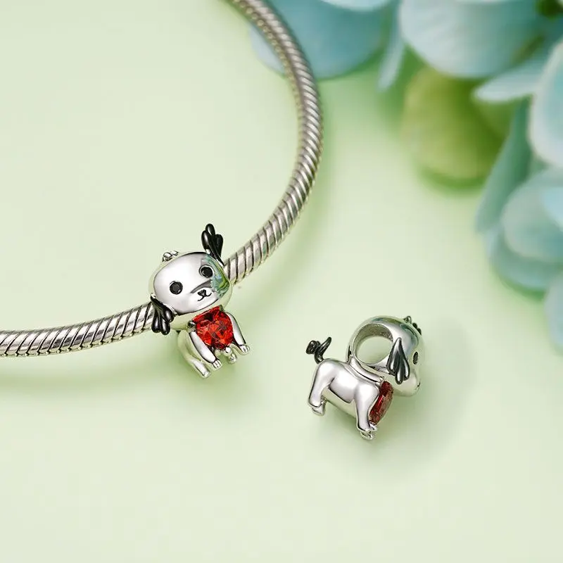 Bijoux à bricoler soi-même en argent 925, chat en colère, chat mignon, chien de combat français, chien Chihuahua, perle de charme, convient au bracelet Pandora original, bibelot, nouveau