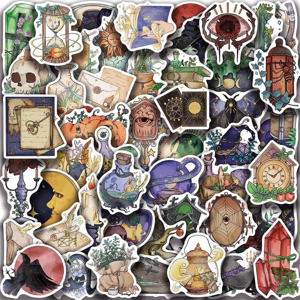 10/30/50pcs Halloween Sorcière Autocollants Magiques Gothiques Autocollants Jouets Étanche BRICOLAGE Téléphone Portable Planche À Roulettes Cool Autocollant Packs