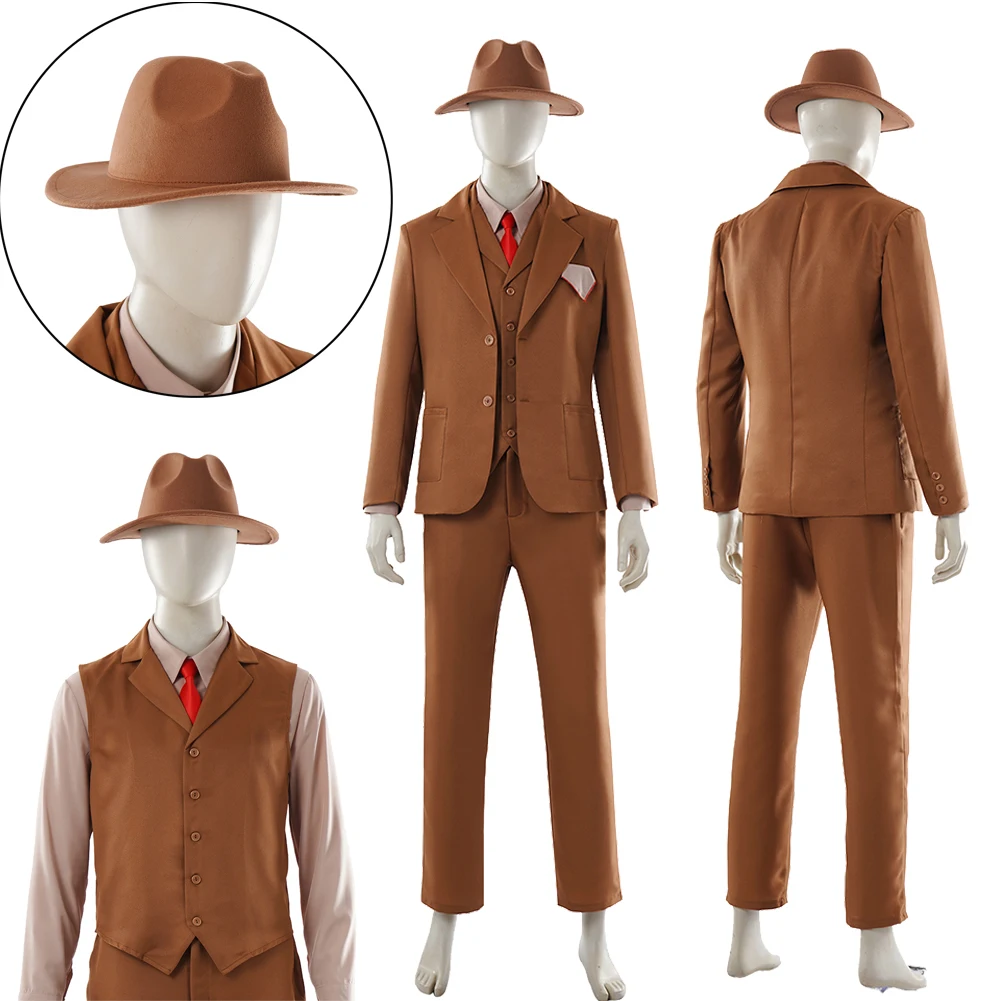 

TV ST 5 Vecna Cosplay Brown Suit Uniform Clothes Set Hat Costume Outfits Adult Men Halloween Roleplay Carnival Party Dress Up