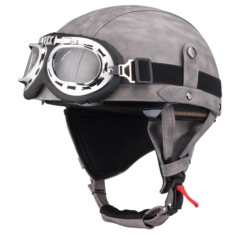 Gray Half Helmet Bike Bicycle Electric Motorcycle Helmet Scooter Sport Safe Retro Summer Helmet Moto Cascos Chopper Riding S-XL