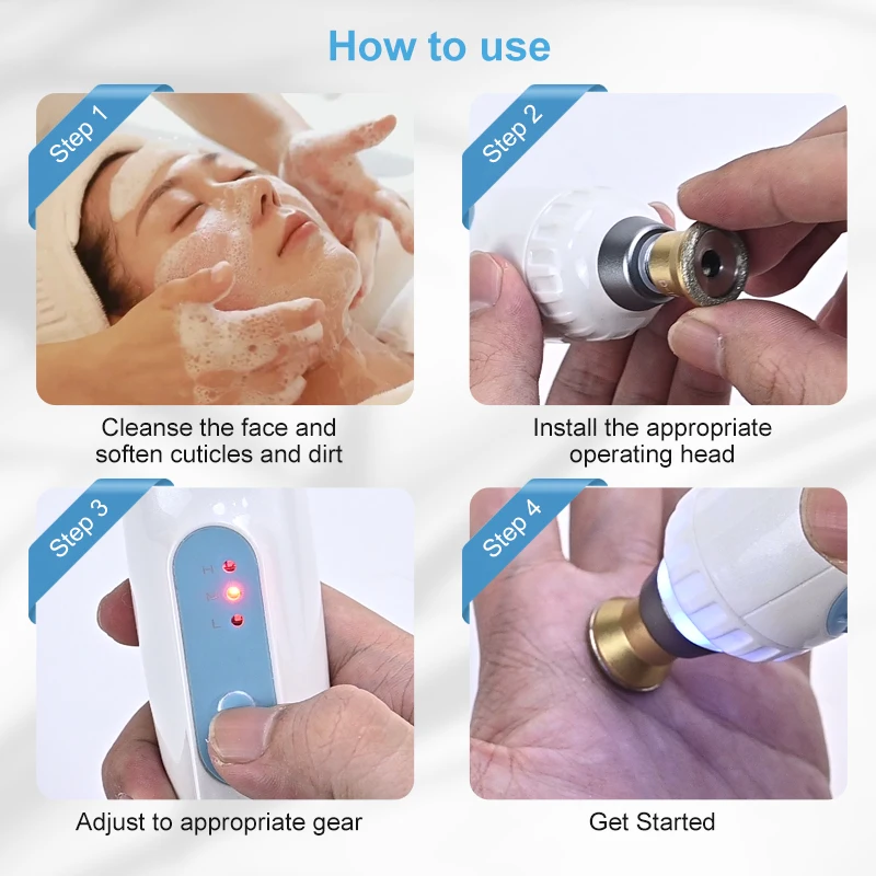 LESEN Mini Przenośny Aparat do Mikrodermabrazji Diamentowej Głębokiego Oczyszczania i Złuszczania Poprawiający Zgorzelę i Matową Skórę Usuwający Wągry