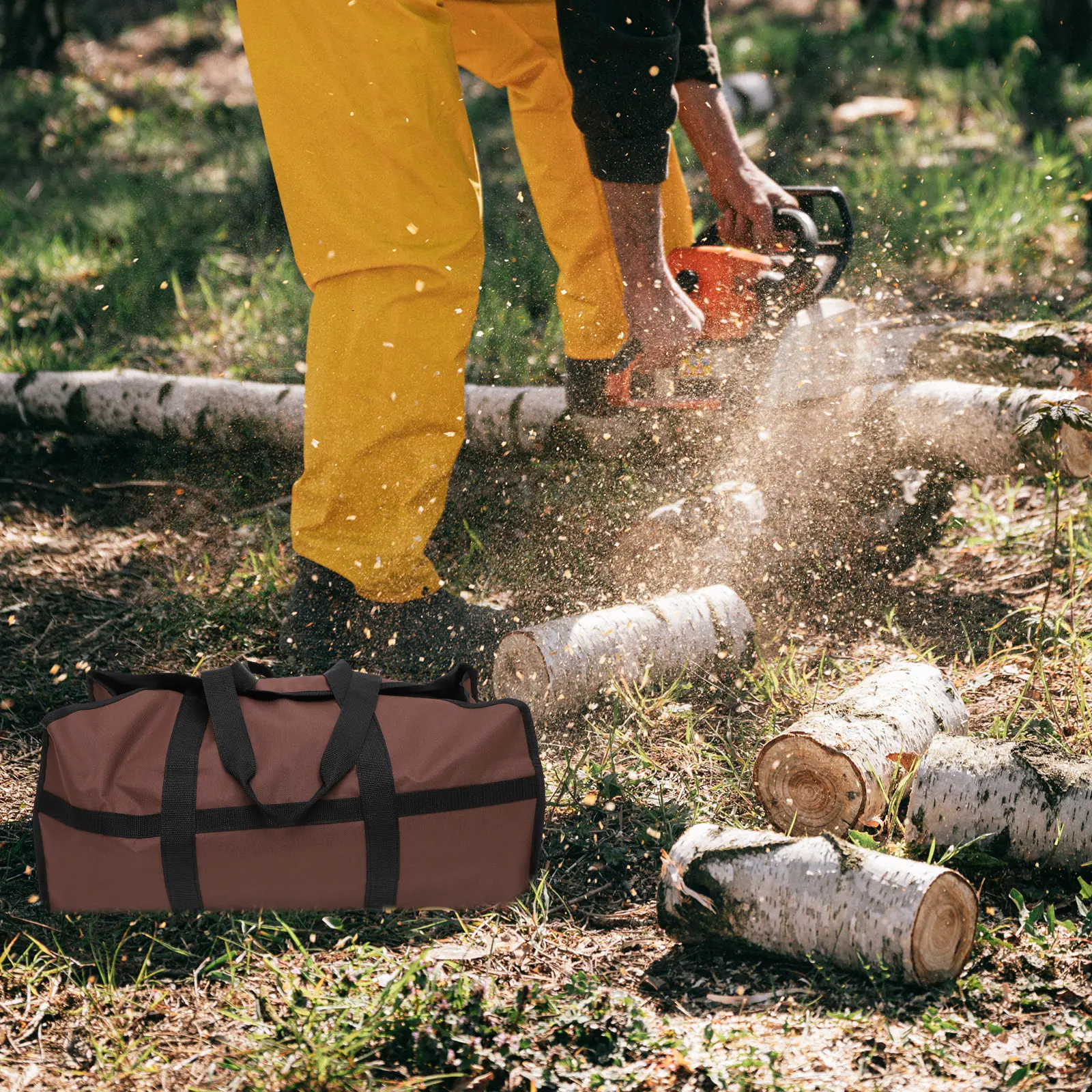 Firewood Storage Bag Foldable Large Capacity Oxford Cloth Firewood Holder Portable Outdoor Carrying Tote Organizer