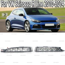 Car LED DRL Daytime Running Lights White Fog Lamp Yellow Turn Signal For VW Volkswagen Scirocco R Line 2010 2011 2012 2013 2014