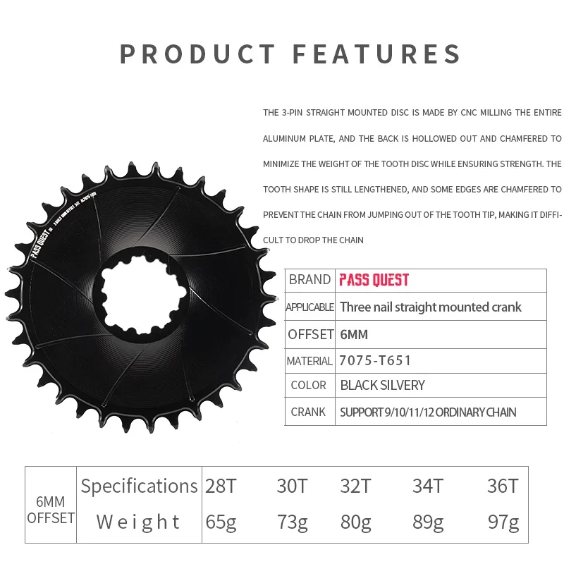 Aero 6mm Offset For SRAM Gx xx1 Eagle GXP Crankset Round MTB Narrow Wide Chainring 28T 30T 32T 34T 36T Dub Gxp Chainwheel