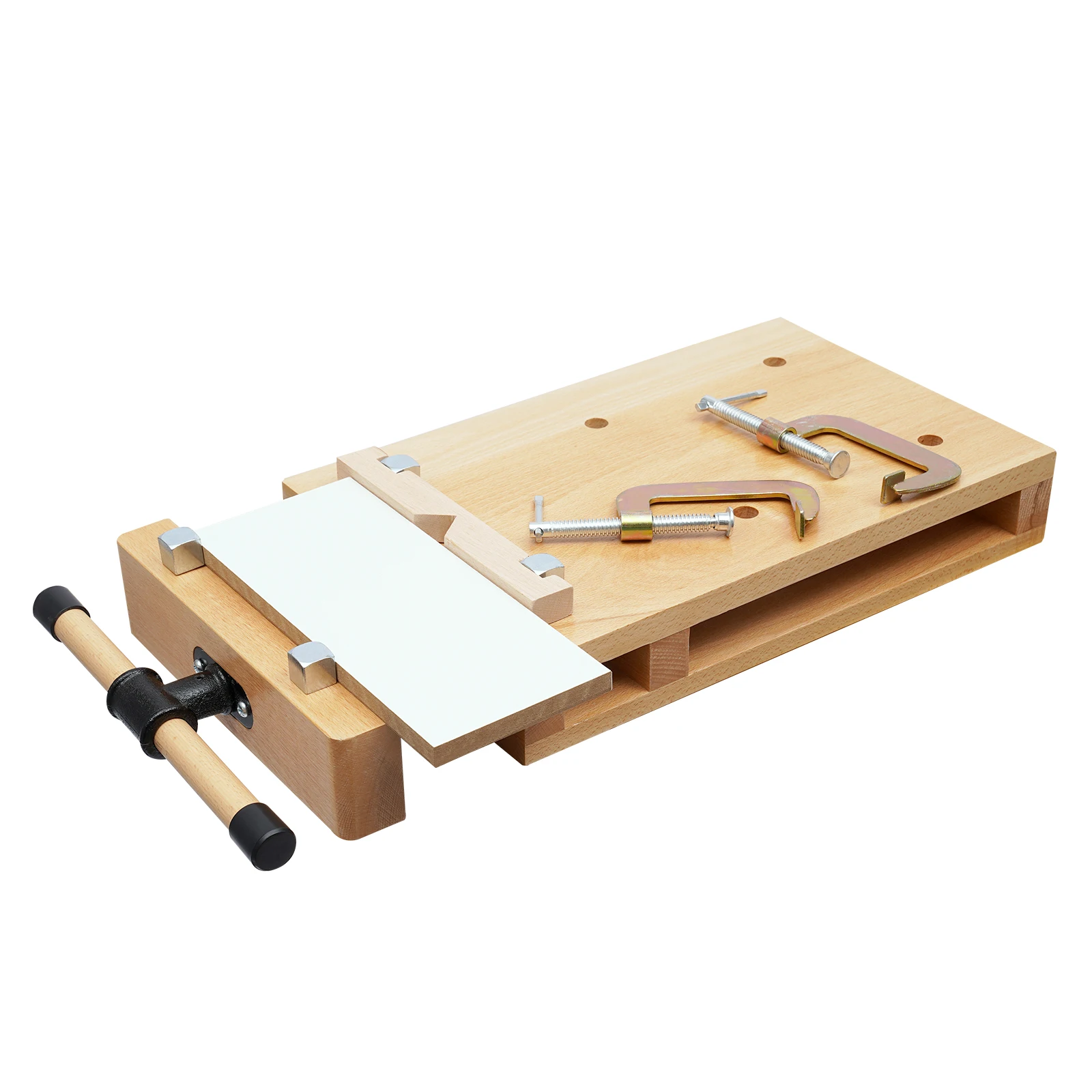 

Beech Wood Vise Workbench, Woodworking Vise Portable Smart Vise with Quick-Release Handle & G-Clamps for Woodworking