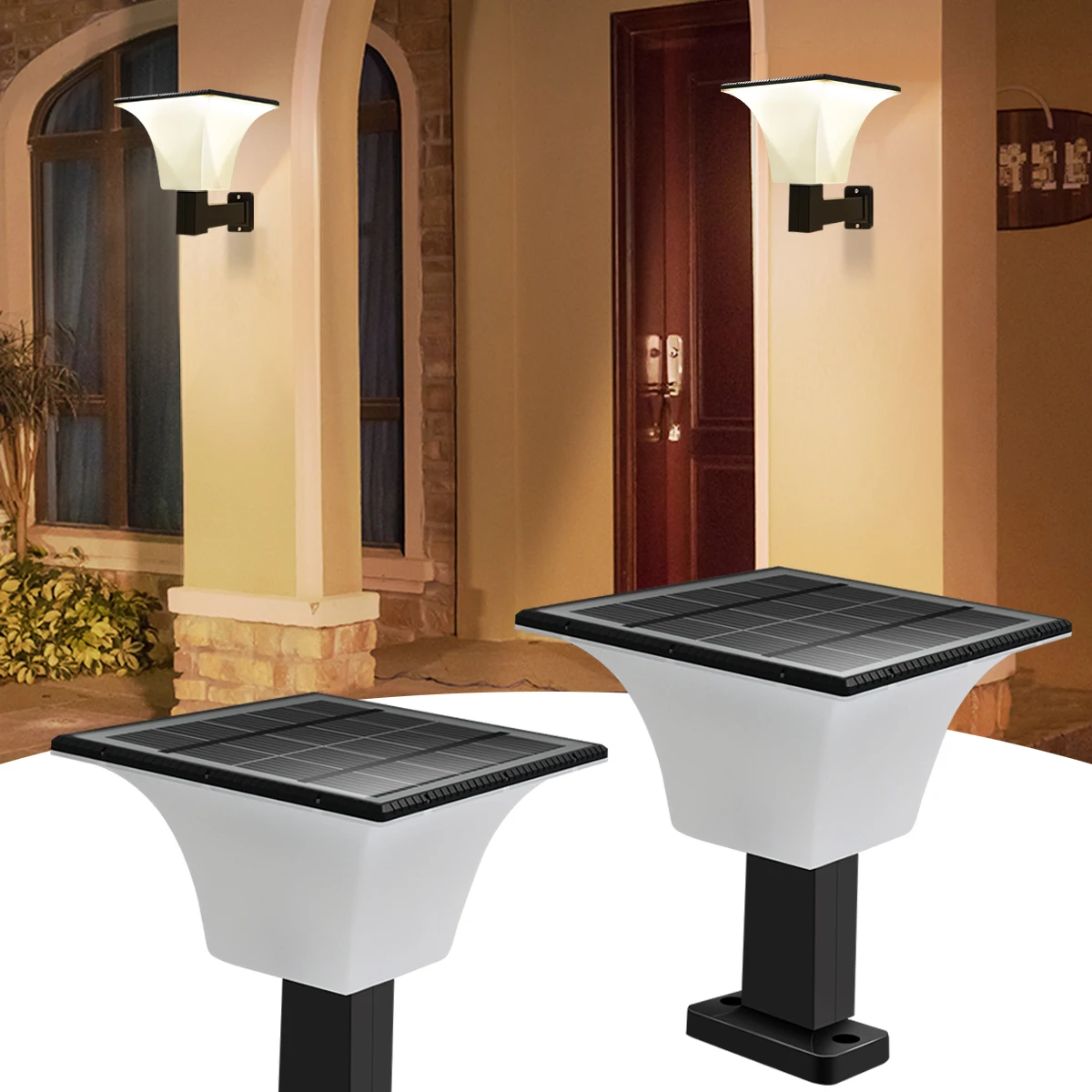 Nice Solar Post Lights Wall Mountable 4 Lighting Modes Solar Pillar Lamp With 6000mAh Battery IP65 Waterproof Outdoor Solar Ligh