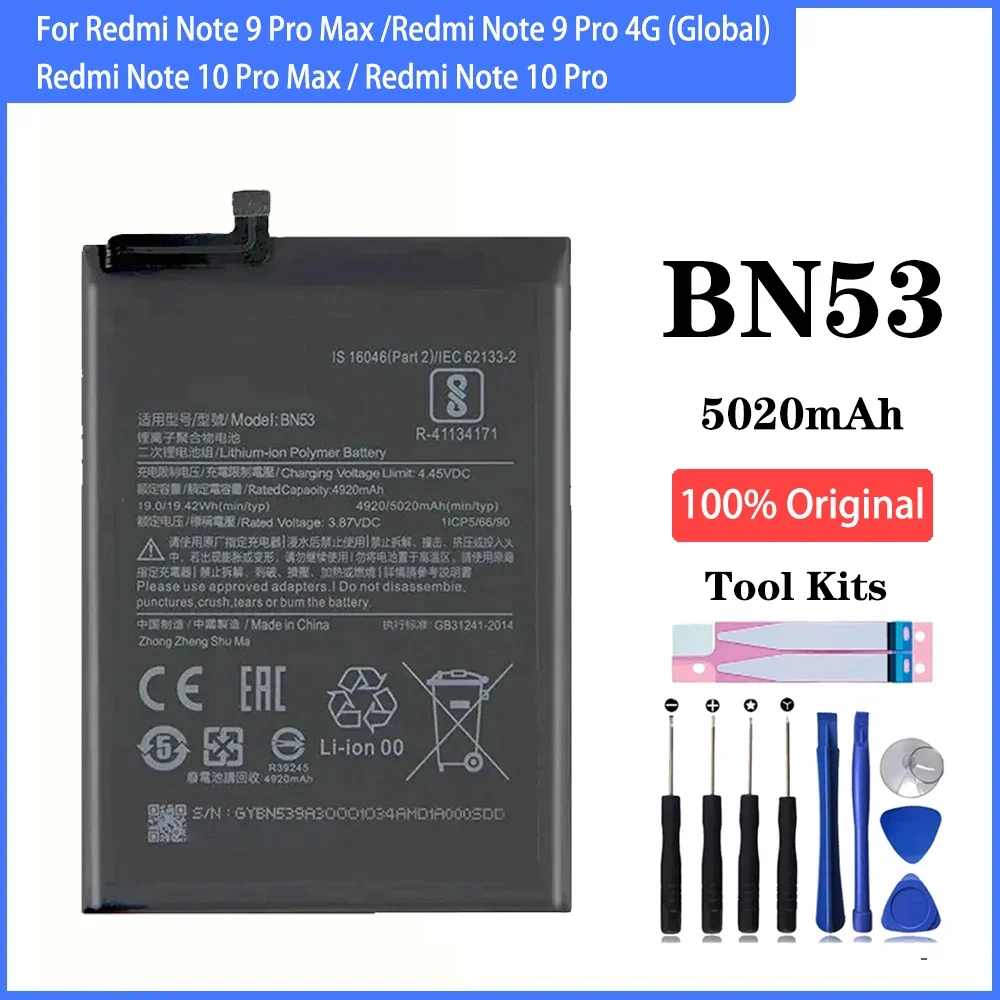 100% Original BN53 BN54 BN55 Battery For Xiaomi Redmi 10X 4G / Note 9 Pro 5G / Note 9S / Note 10 pro Phone Batteries