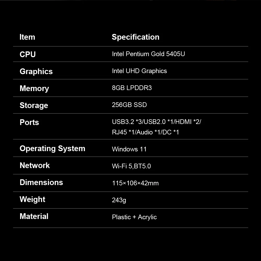 Ninkear M5 Neo Mini Pc, Intel Pentium Gold 5405U, 8GB RAM 256GB SSD, Windows 11, Dual Hdmi, Wifi 5, Bluetooth 5.0, 2Tb Expansion Triple-Screen Display