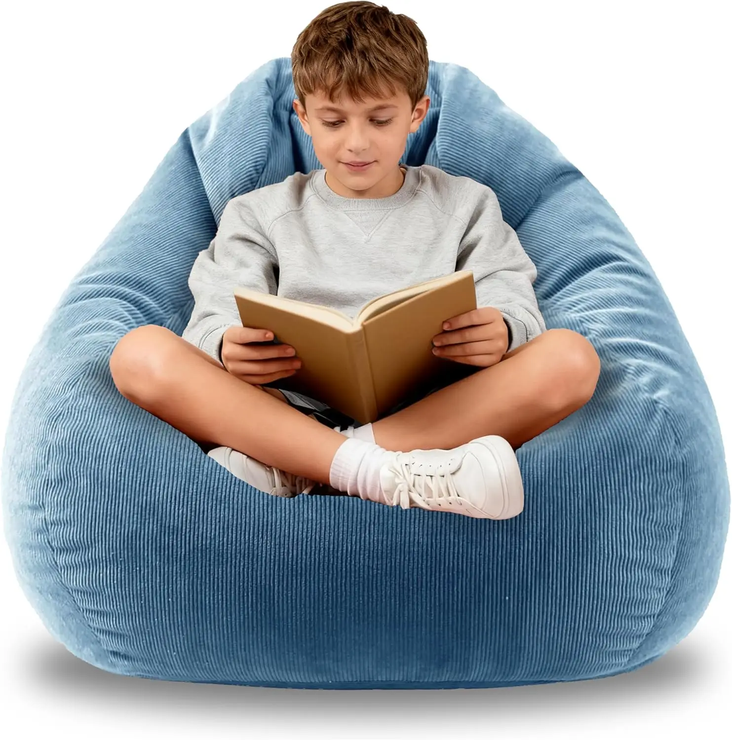 

Kids Memory Foam Bean Bag Chair, Round Sofa for Reading Gaming in Living Room Bedroom