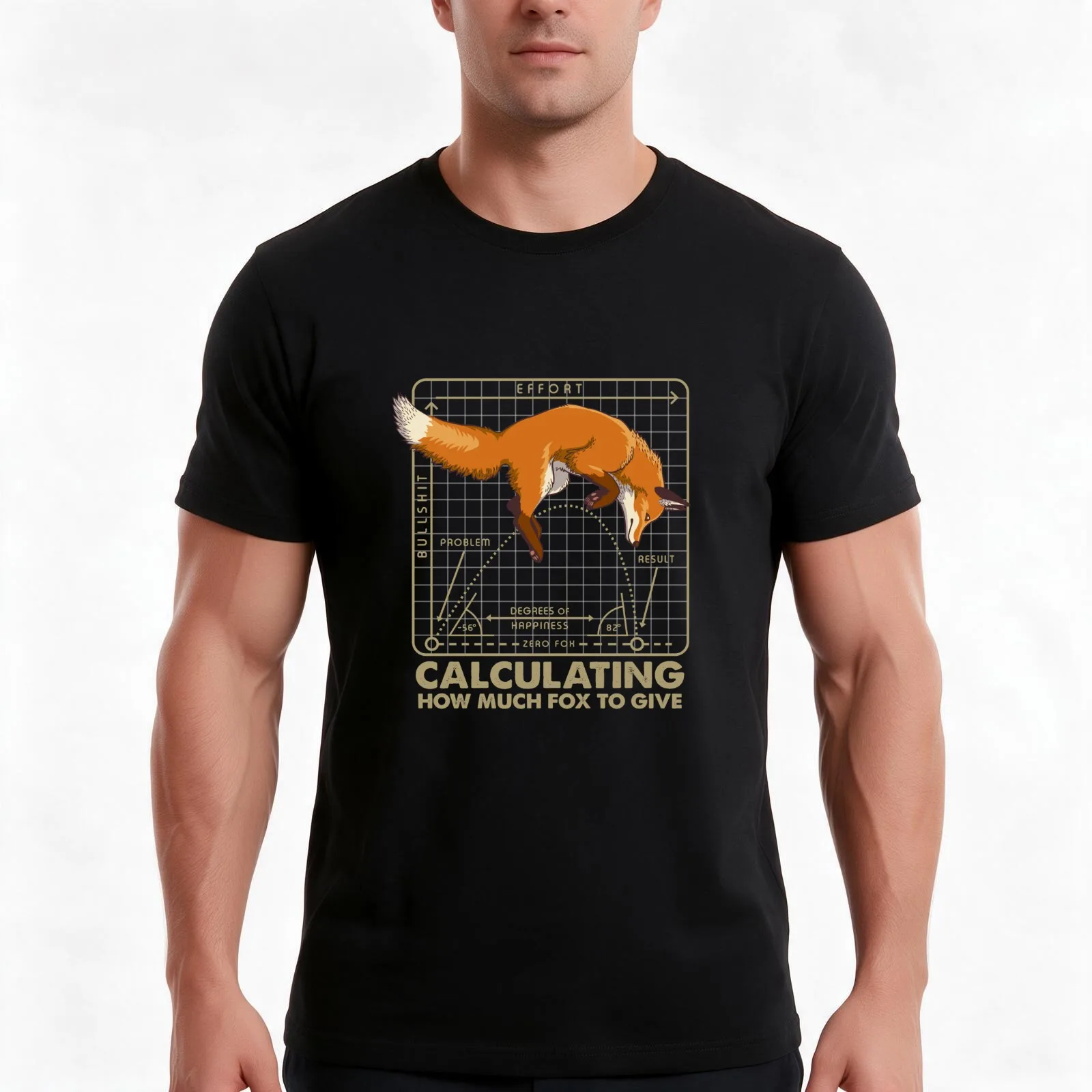 Calculating How Much Fox to Give T-Shirt, Summer Casual Cotton Tee, Oversized Streetwear Tops, Vintage Graphic Print