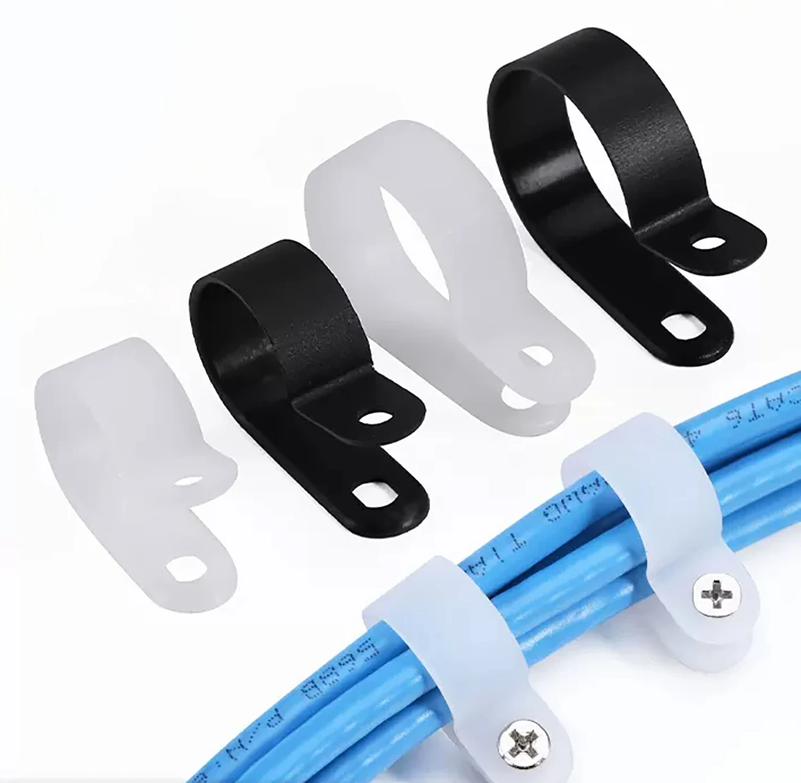 10Pcs Black Nylon Cable Clamp Plastic R-type P Clip Cable Hose Mounting Fixture Durable Electrical Fittings 3.2~31.8mm