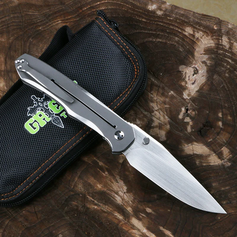 Green thorn lochsa folding knife s90v blade TC21 titanium handle outdoor camping hunting survival pocket fruit knife EDC tool