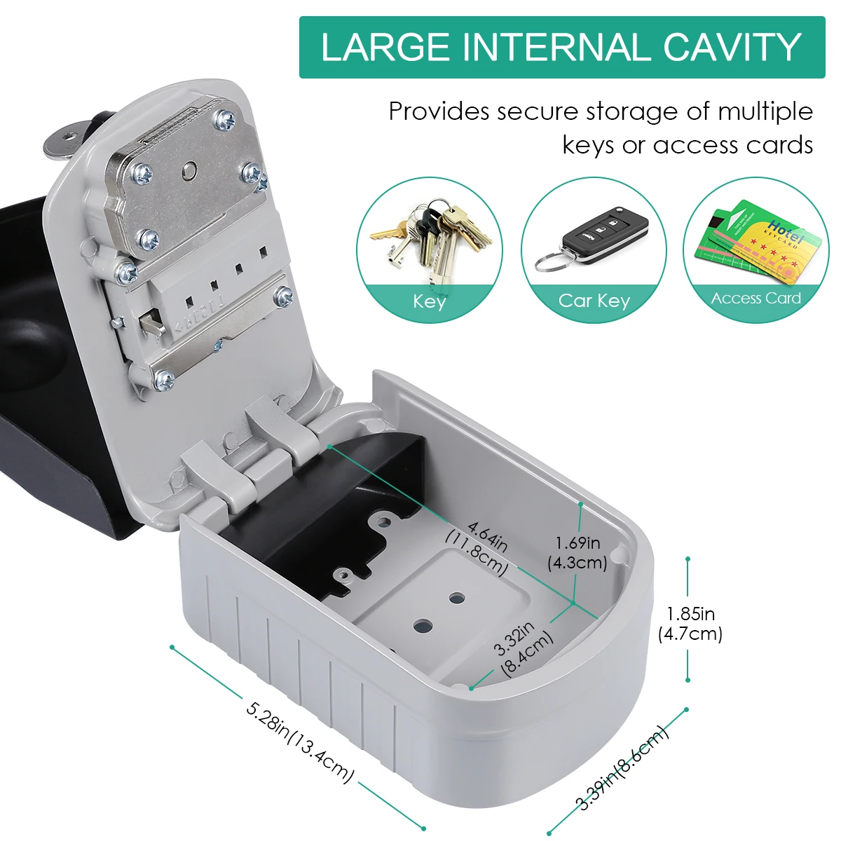 ORIA 4 Digit Combination Key Storage Lock Box Key Bag Lock Box Wall Mounted Key Safe Storage Weatherproof Box For Home Outdoor