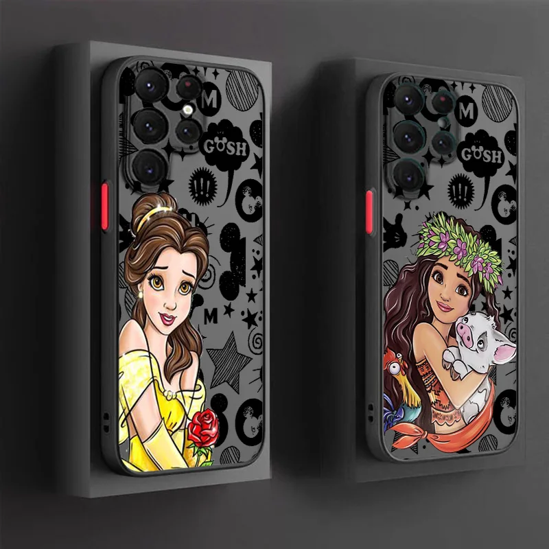 Disney Princess For Samsung A 02 03 13 14 15 22 24 25 32 35  54 55 72 Lite S 5G 4G Frosted Translucent Phone Case