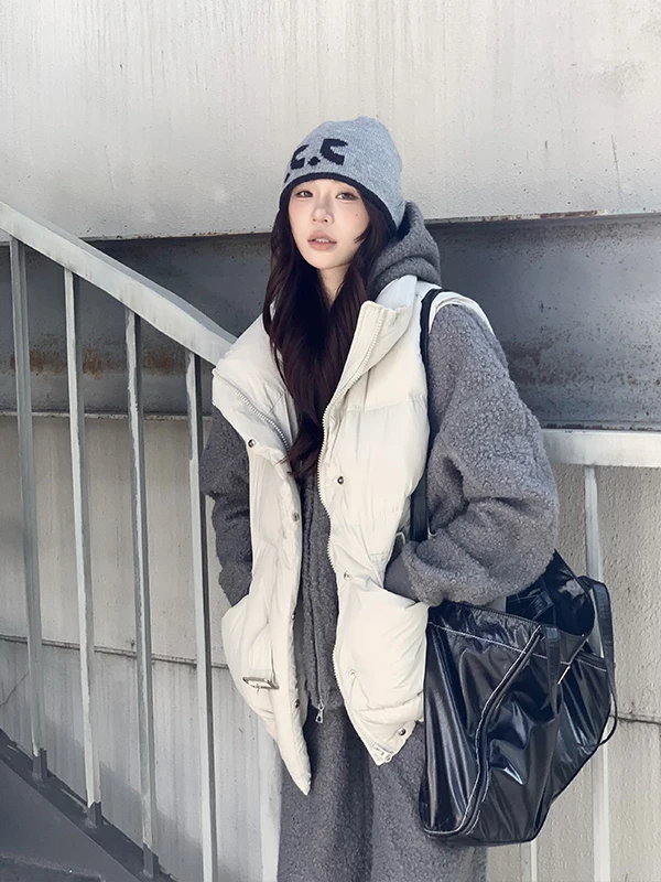 

Thiened White Du down Vest ex Warm Outerwear Svel Jaet Korean Sle Commute Faion Ladies' Clothing