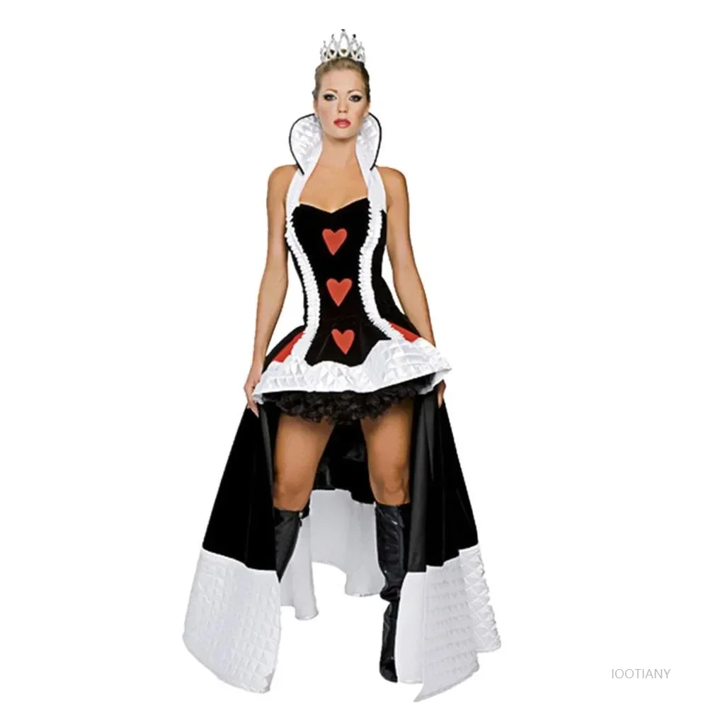 Halloween Sexy Red Heart Dark Queen Cosplay Costume Carnival Party Princess Alice In Wonderland Masquerade Dress