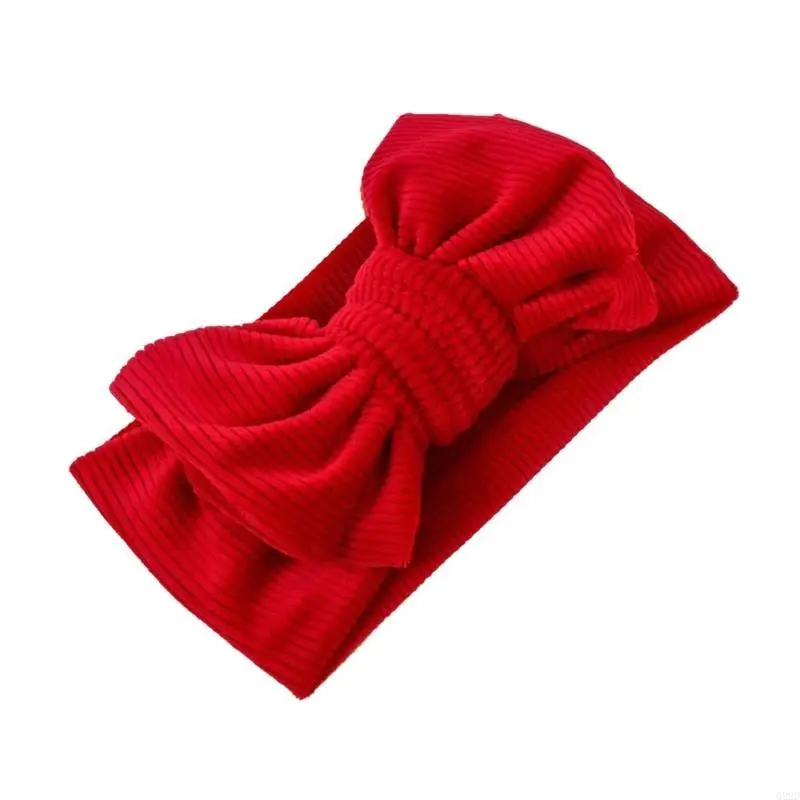 

Q22D Soft Bonnet Cap Autumn Winter Corduroy Turban Hat Headwraps with Bowknot