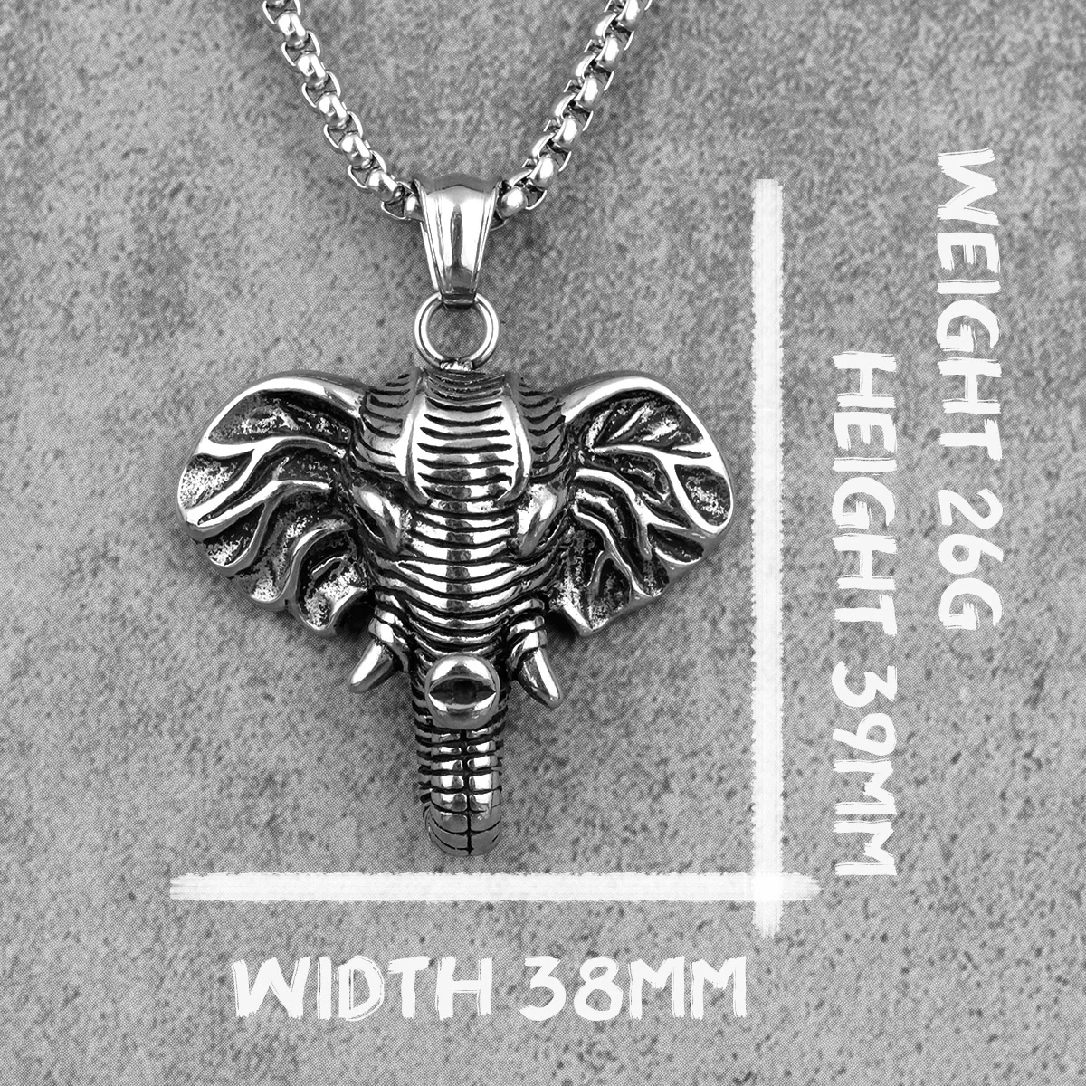Słoń zwierząt długie męskie naszyjniki łańcuszek z wisiorkiem Punk dla chłopaka mężczyzna biżuteria ze stali nierdzewnej kreatywność prezent hurtownia — zdjęcie 7