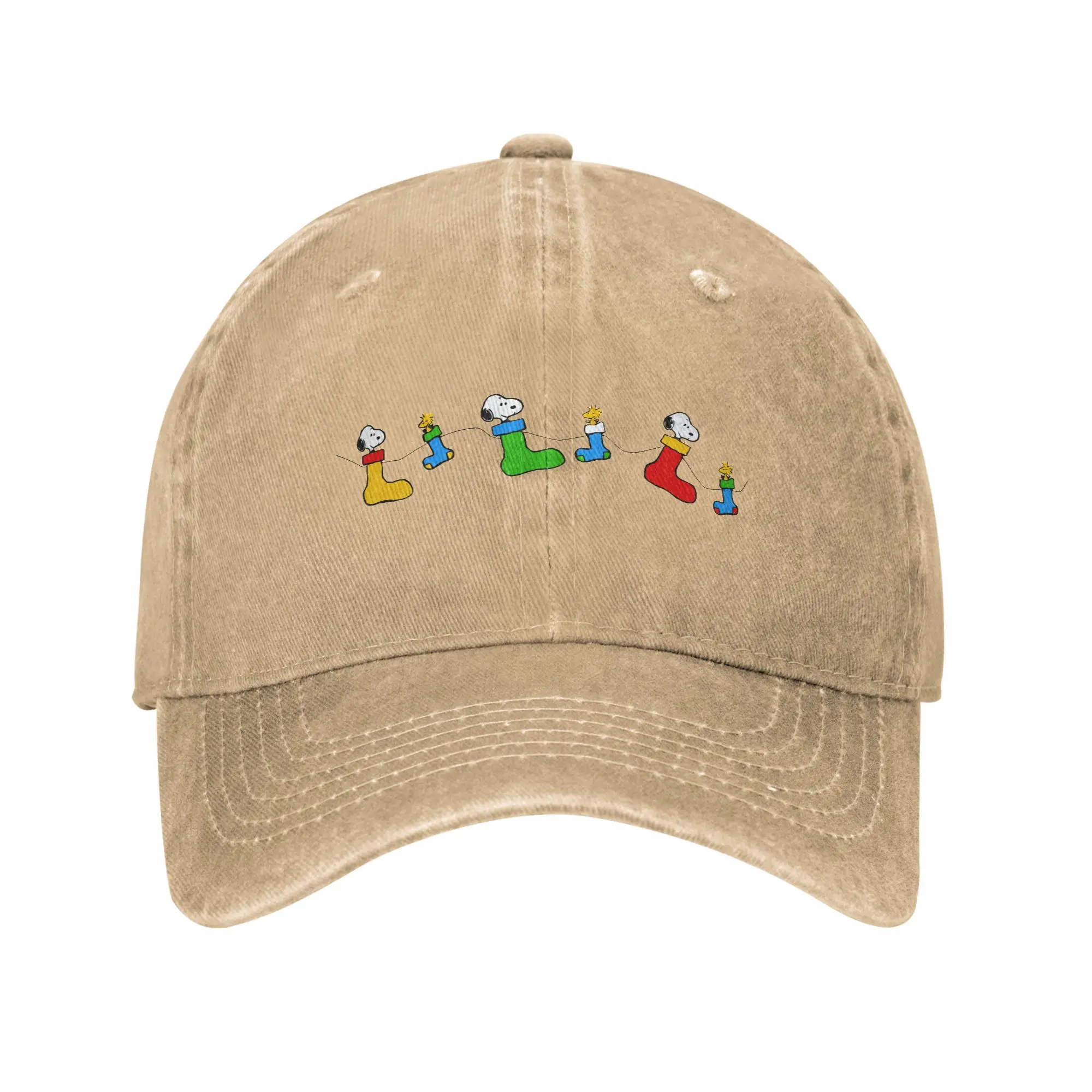 Moda snoopy na meia boné de beisebol de natal para homens mulheres angustiado lavado snapback chapéu ao ar livre chapéus ajustáveis boné