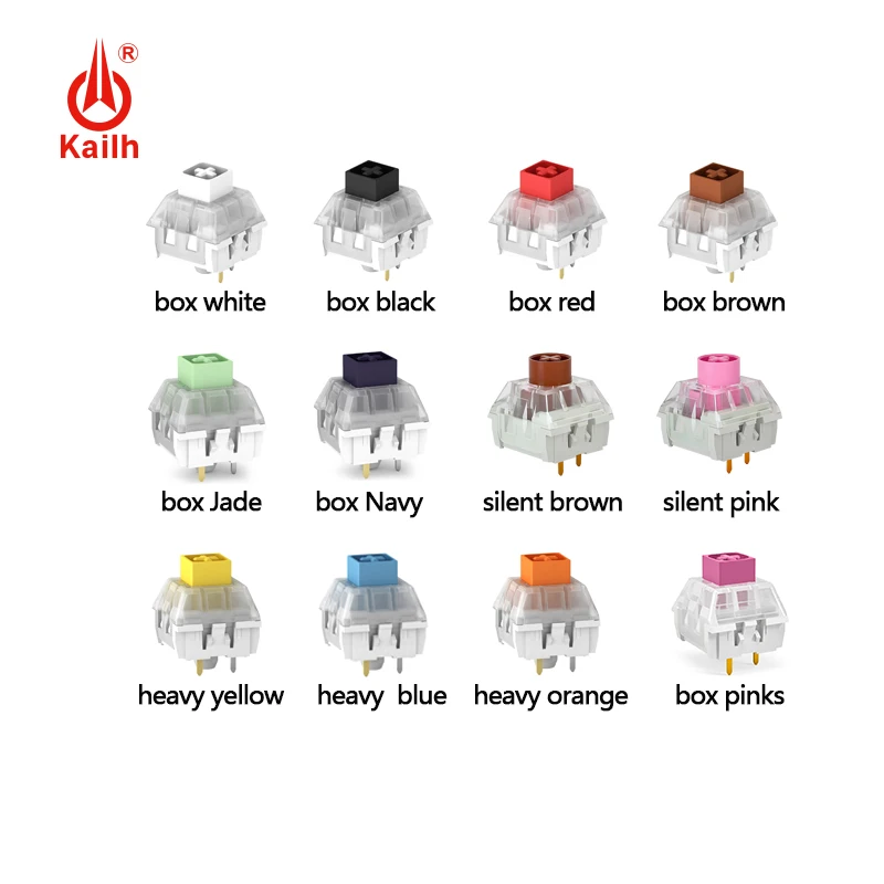 Kailh Box-Interruptor de teclado mecánico, conmutador de 3 pines, color blanco, rojo, marrón, jade, azul marino, silencioso, Rosa/marrón, Compatible