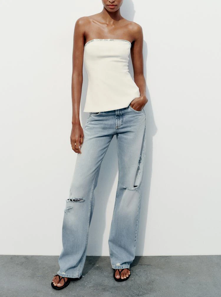 Faionable – ensemble haut Bustier à bijoux et jupe ort taille moyenne, vêtements pour femmes, Collection d'été 2024, nouvelle collection