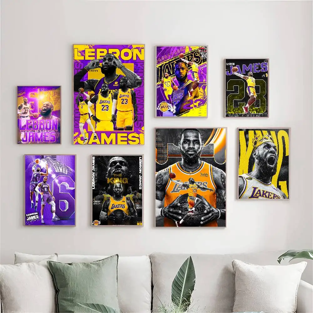 L-LeBron James Vintage-Poster, selbstklebend, Vintage-Stil, für Zuhause, Bar, Café, Dekoration, Kawaii-Raumdekoration