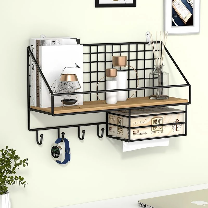 Wall Mounted Shelves with Perforations Bedside Walls Dormitory Artifacts Bedroom Storage Desks Hanging Baskets Partition Boards