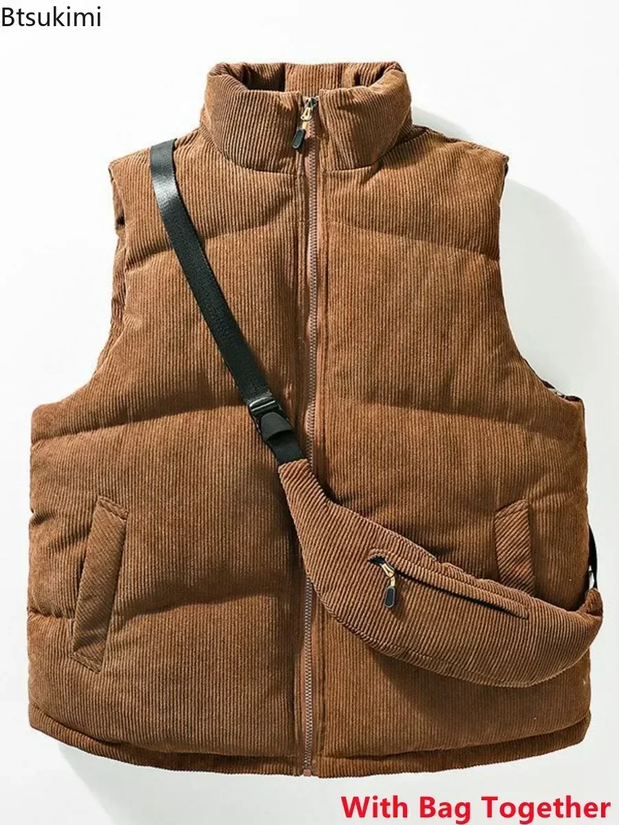 New 2025 Men's Thick Warm Casual Vests Coats Autumn Winter Solid Students Youth Simple Sleeveless Top Vest Jackets Warm Vest Men