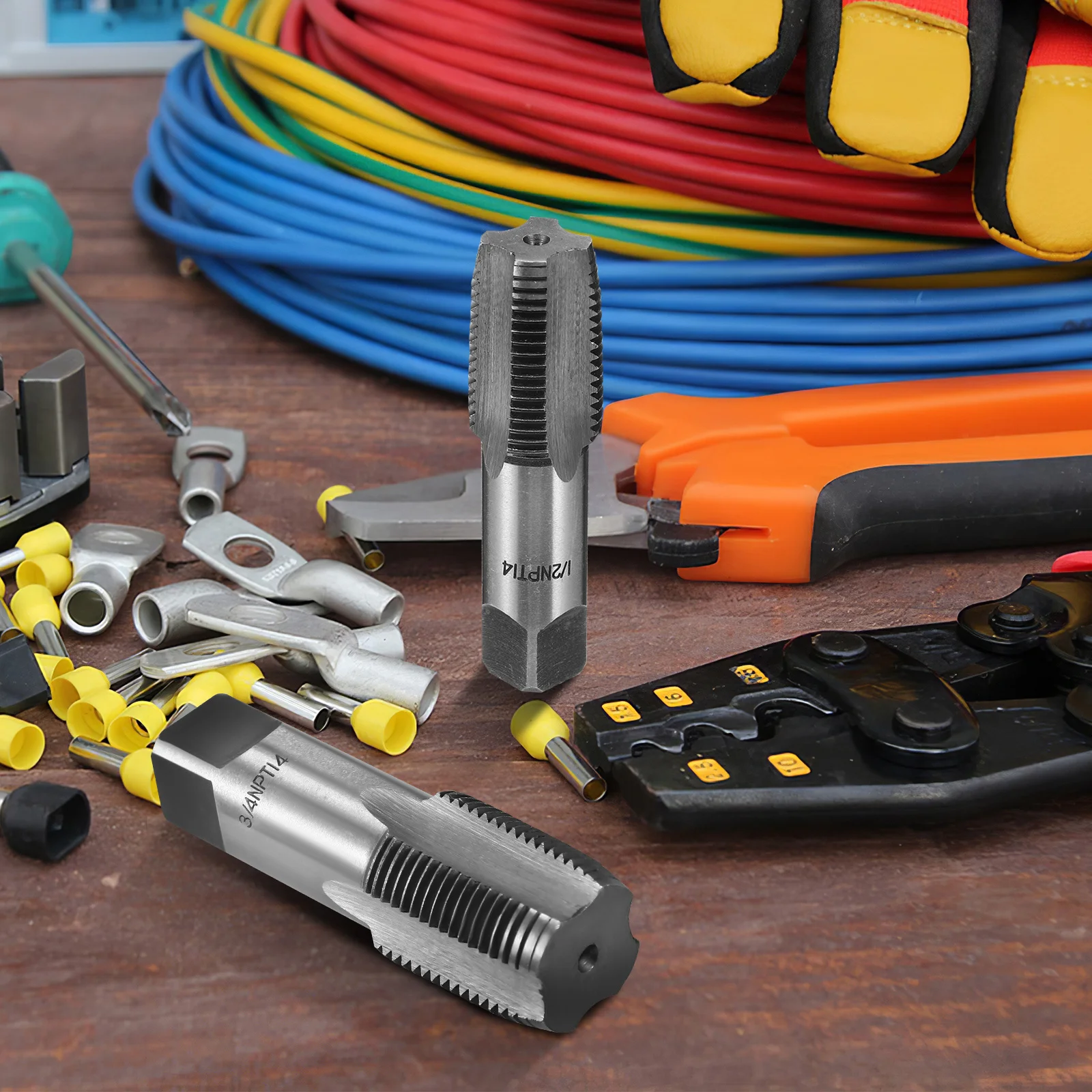 

5Pcs Npt Pipe Tap Set Carbon Steel Strong Threader Multi Sizes for Plumbing Bolt Thread Repair Screw Taps Kit Npt Tap Set