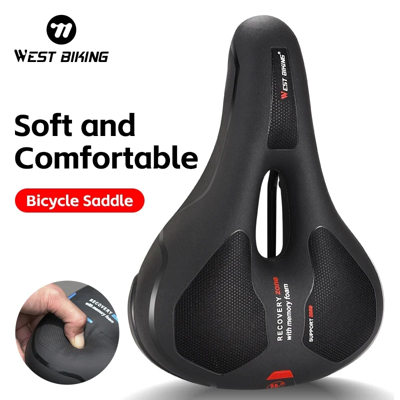 Bike Seat Comfortable & Breathable Bicycle Saddle Cushion Water-Resistant with Dual Shock Absorbing for MTB Mountain Road Bike