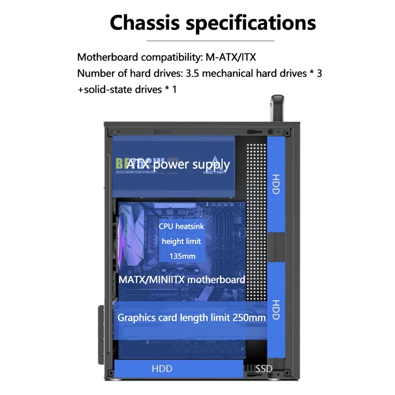 T2 Business Office Computer Case Portable Design Supports ATX Power Supply M-ATX/Mini ITX Motherboard PC Chassis