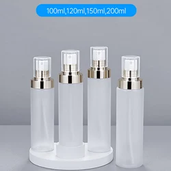 100~200ml Refillable Plastic Bottle Travel Electroplated Gold Frosted Fine Mist Spray Bottle For Makeup Sample Container