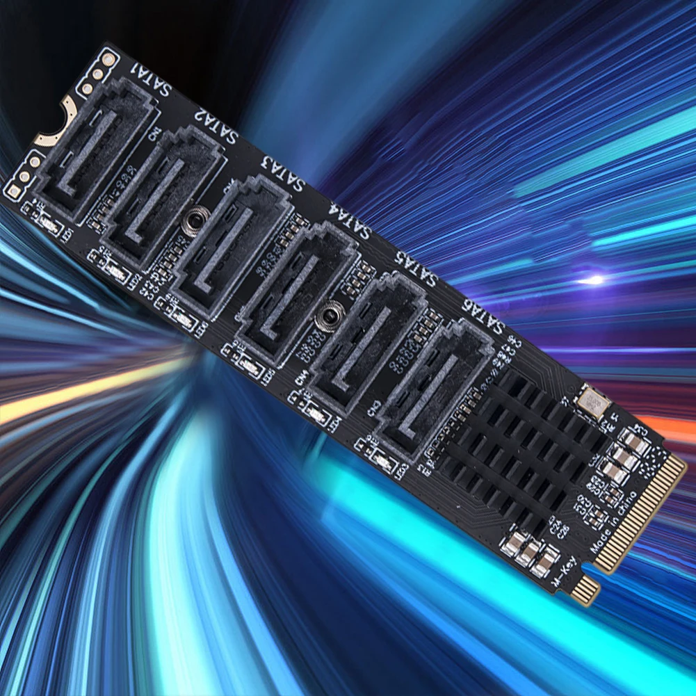 

Адаптер-ризер M.2 MKEY PCI-E на 5/6 портов, переходник M.2 на SATA 3.0, адаптер NVMe на SATA 6 Гбит/с с поддержкой функции PM