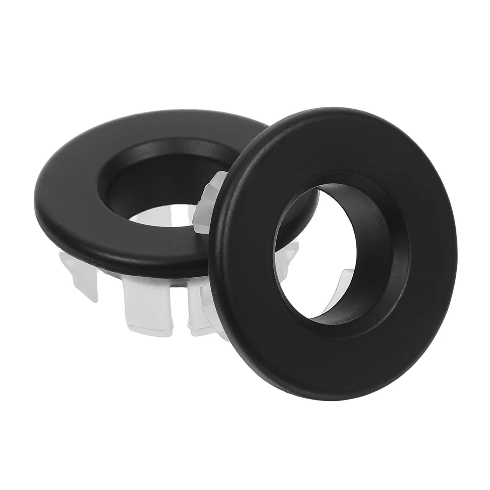 

2Pcs Sink Overflow Cover Black Decorative Basin Trim Plug Bathroom Washbasin Overflow Hole Cap Easy Install Waterproof Drain