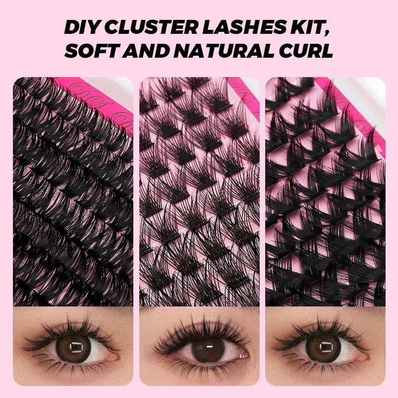 DINGSEN Wimpernverlängerungsset, DIY Make-up, Wimpern, individuelles Wimpern-Set, Bindung und Dichtungsset, Cluster-Wimpernverlängerung, Schönheitswerkzeuge – Detail 5