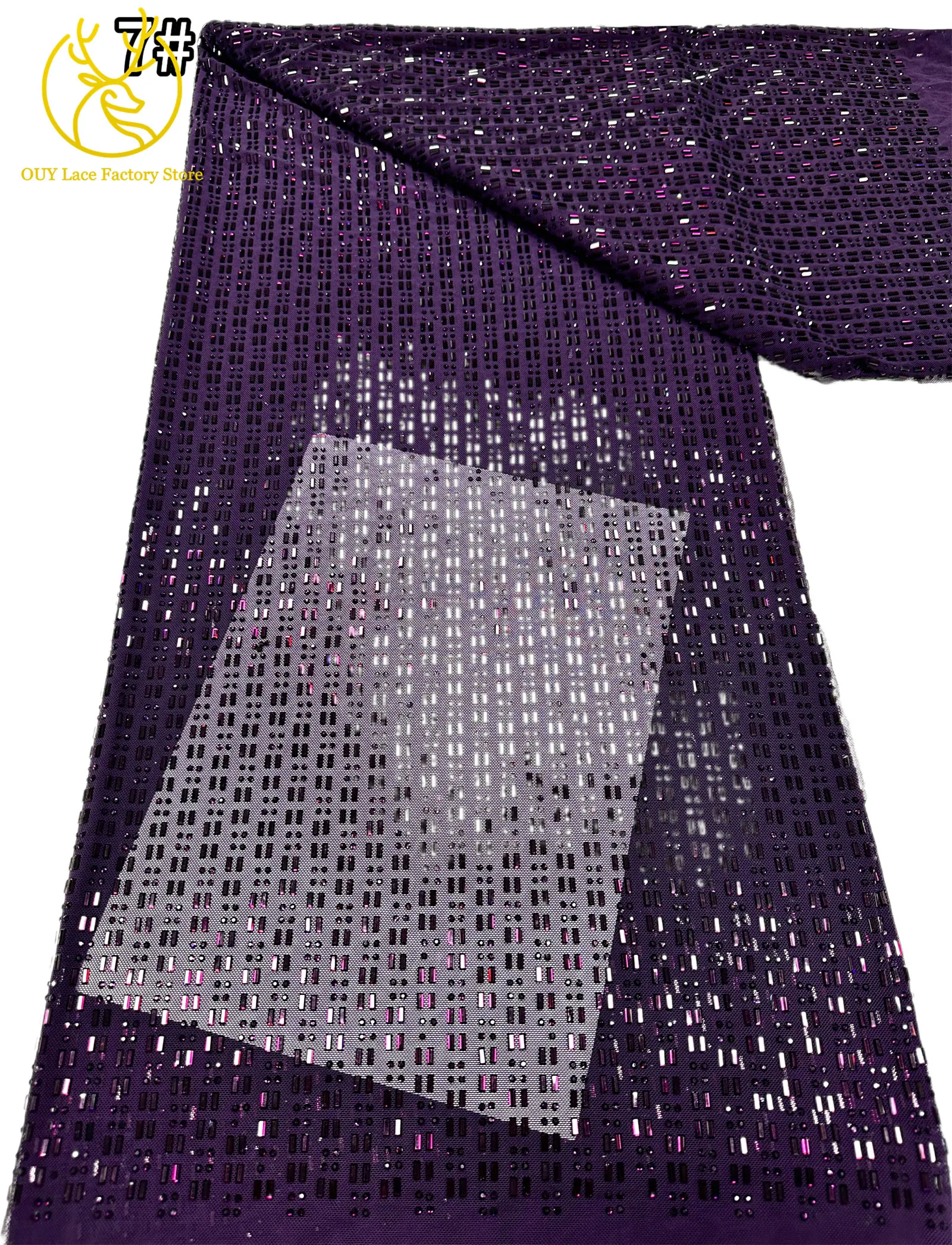 Königsblauer Österreichischer Glasdiamant-Stretch-Spitzenstoff Königlicher Luxus Französischer Tüll Afrikanischer Spitzenstoff für Brautkleider – Detail 16