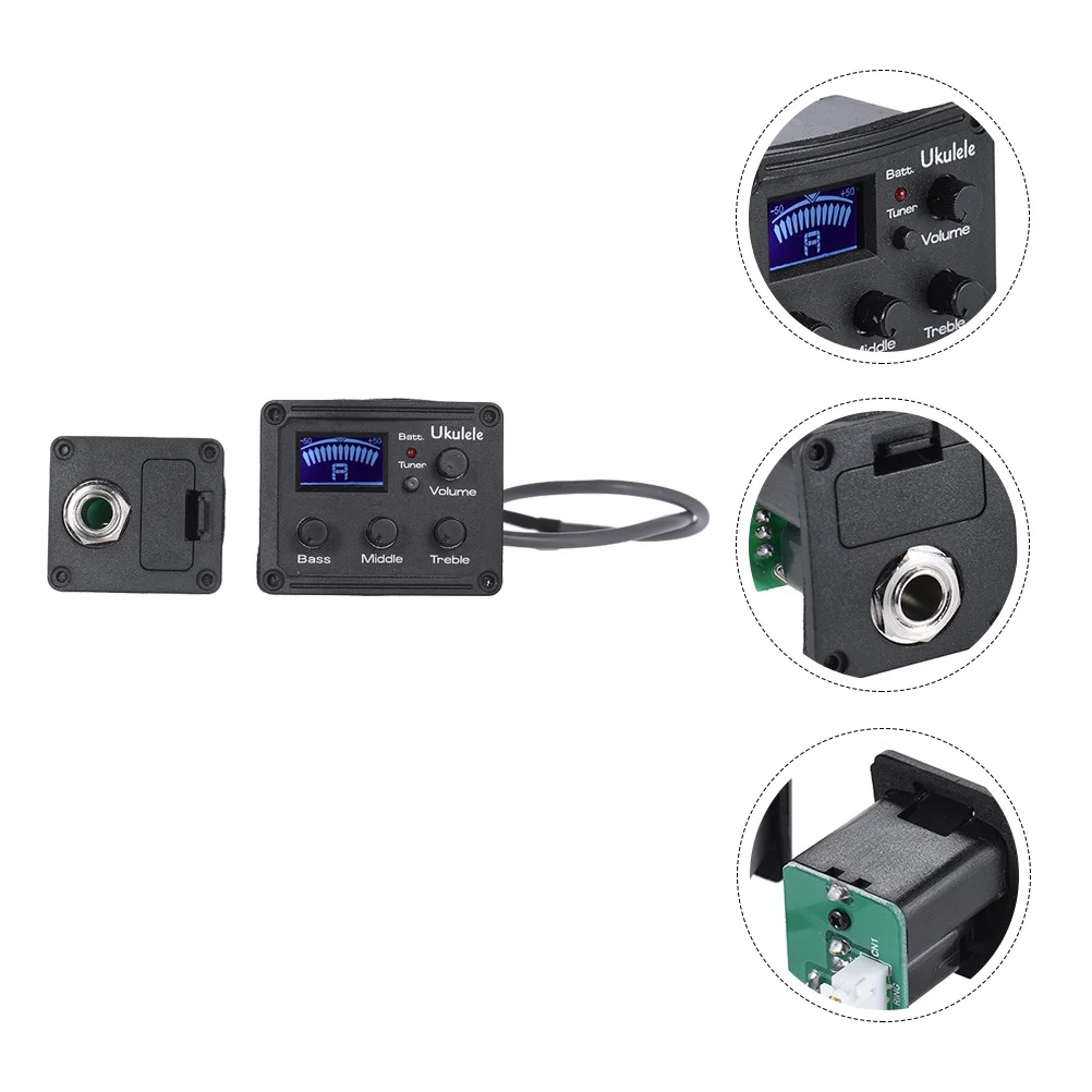 

Plastic Pickup Bands LCD Metronome Tuner Piezo Preamp Guitar Ukulele Amplifier Sound Volume Control