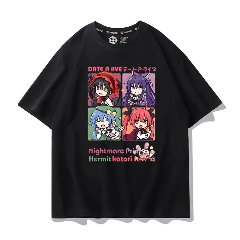 Anime Date A Live Tshirt Summer Men Women High Quality Cotton Short Sleeve T Shirt Harajuku Tops Graphics Tee Trend Fans Clothes