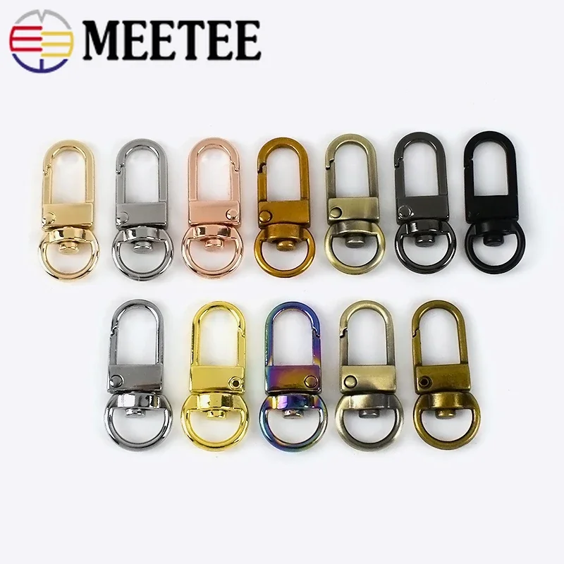 Meetee 10/20Pcs 10mm Metal Bag Strap Buckles Dog Collar Swivel Clasps For Webbing Snap Hook DIY Leather Carfts Accessories