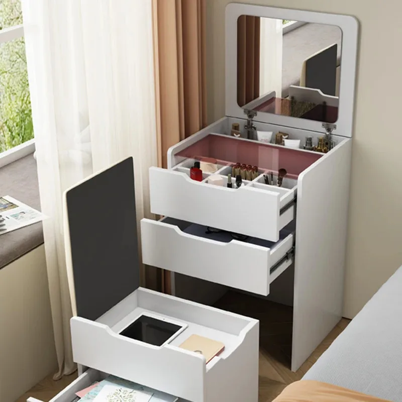 Women Bedroom Vanity Table Makeup White Light Mirror Drawers Dressing Table Small Luxury Girl Modern Penteadeira Home Furniture