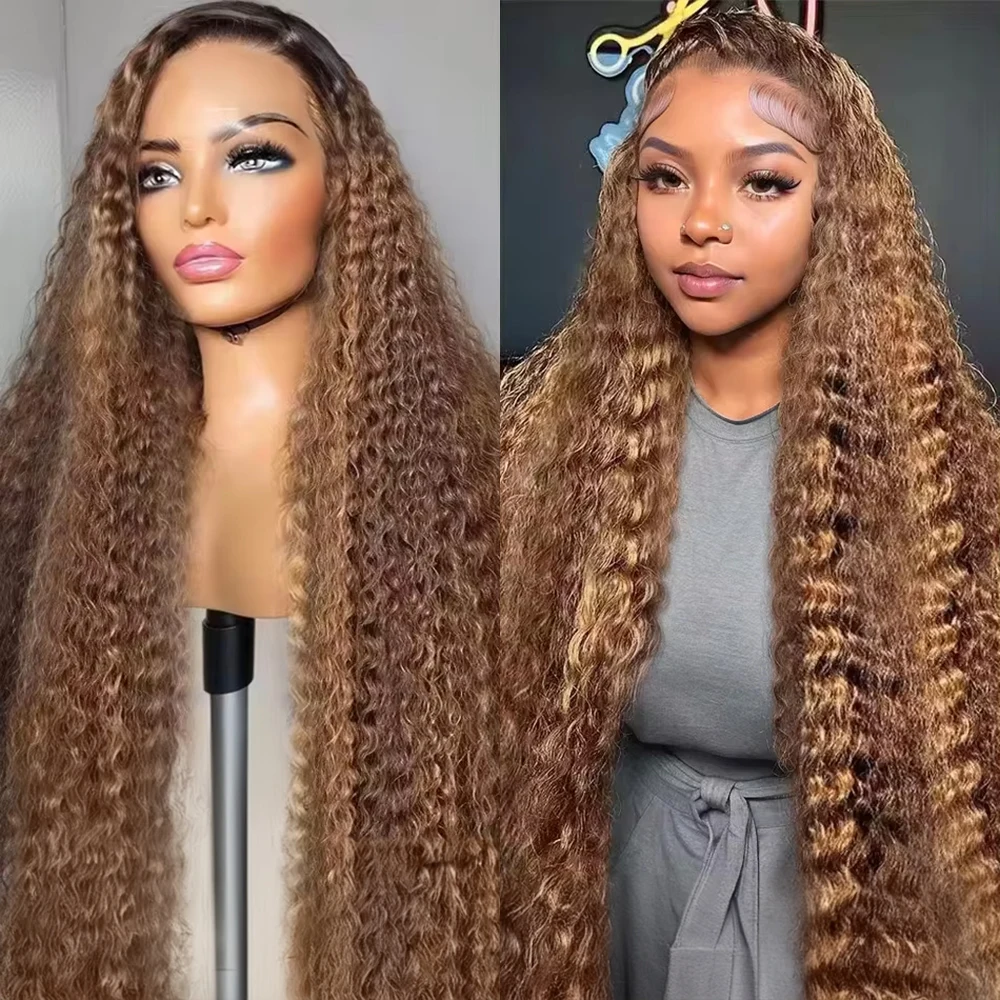 

Highlight Brown 13x4 Human Hair Wig Glueless Deep Wave 180 Density 4/27 Colored 7x5 Lace Front Wigs Preplucked Lace Wigs On Sale