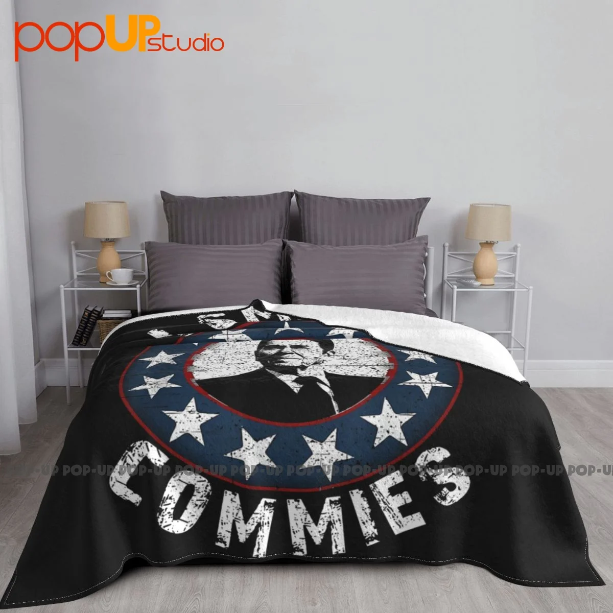 Ronald Reagan I Smell Commies Political Humor Blanket Autumn Classic Breathable Bedding Throws Camping Blanket