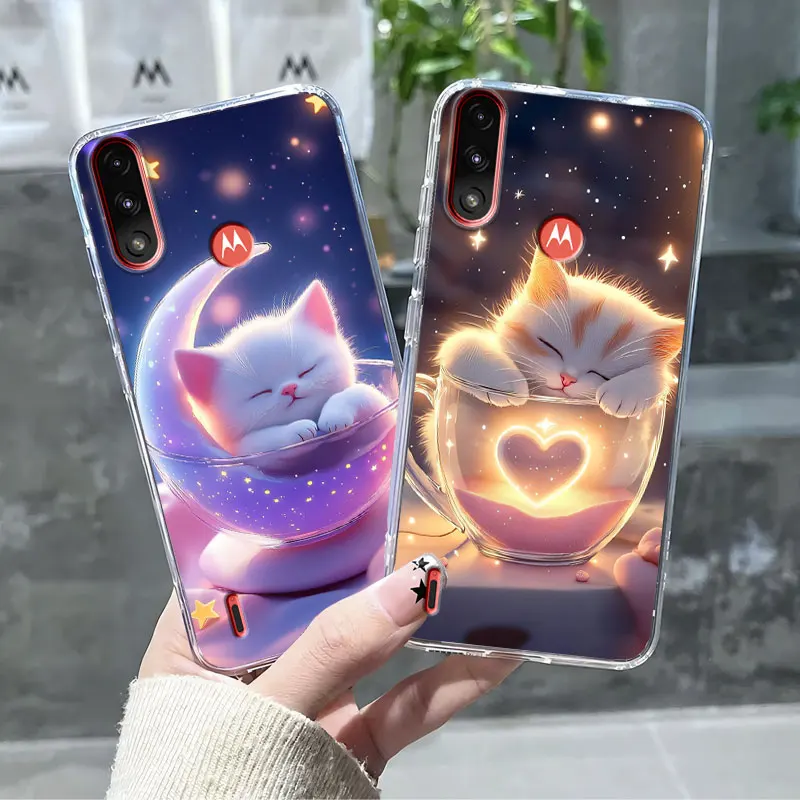 Para Moto E7 E7i Power E7 Plus funda para Motorola Moto E6 Play E5 mármol claro suave funda de teléfono de silicona mariposa Fundas