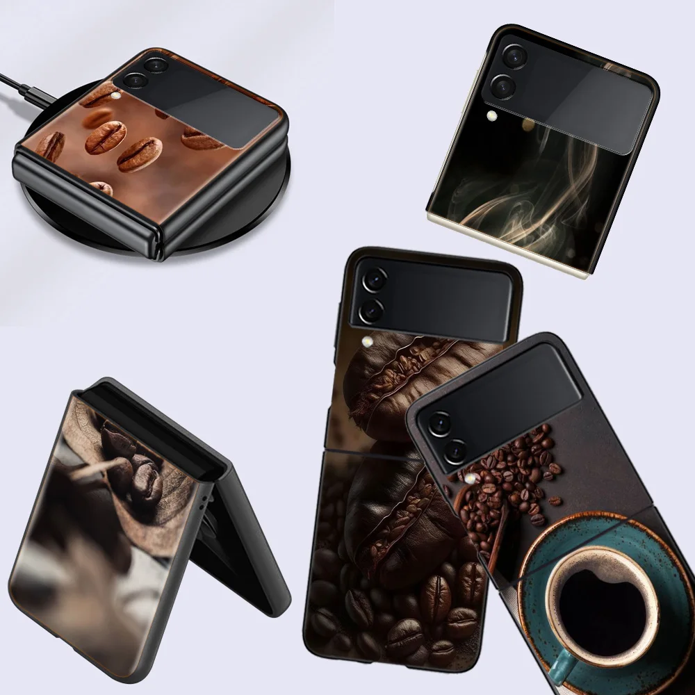 Newly Baked Coffee Beans Cell Phone Case For Samsung Galaxy Z Flip 5 5G Z Flip 6 5G 4 3 Black Coque Hard PC Luxury Cover Z Fli