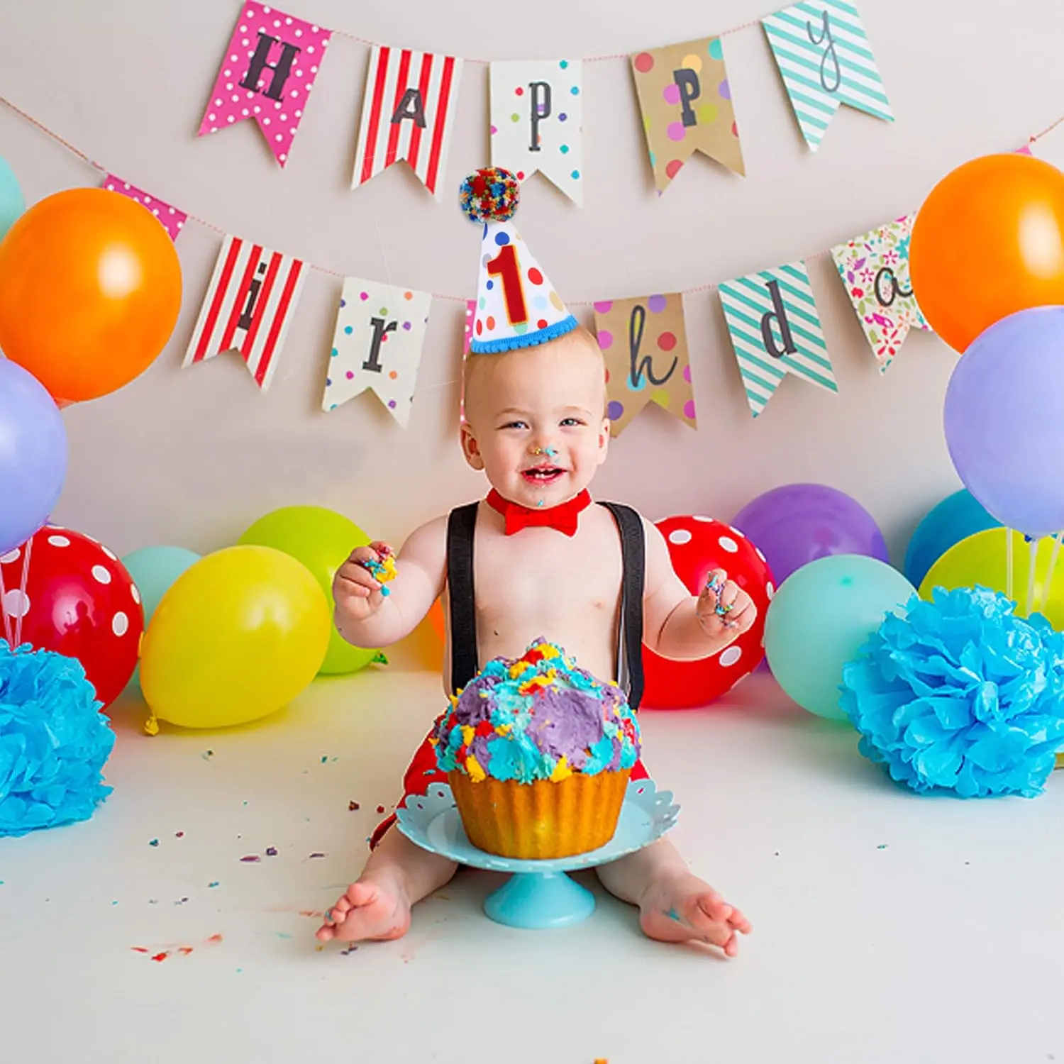 1/2 Rainbow Birthday High Chair Banner for Girl, Half Birthday Decoration Baby Boy 6 Month Party Supply Birthday Gift view 4