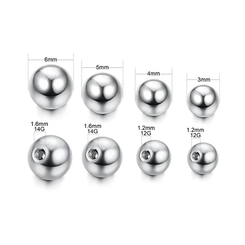 10Pcs/Lot 12G 14G Titanium Screw Balls Accessories Body Jewelry Rings Lip Nipple Pircings Eyebrow Piercings Stretcher Rings