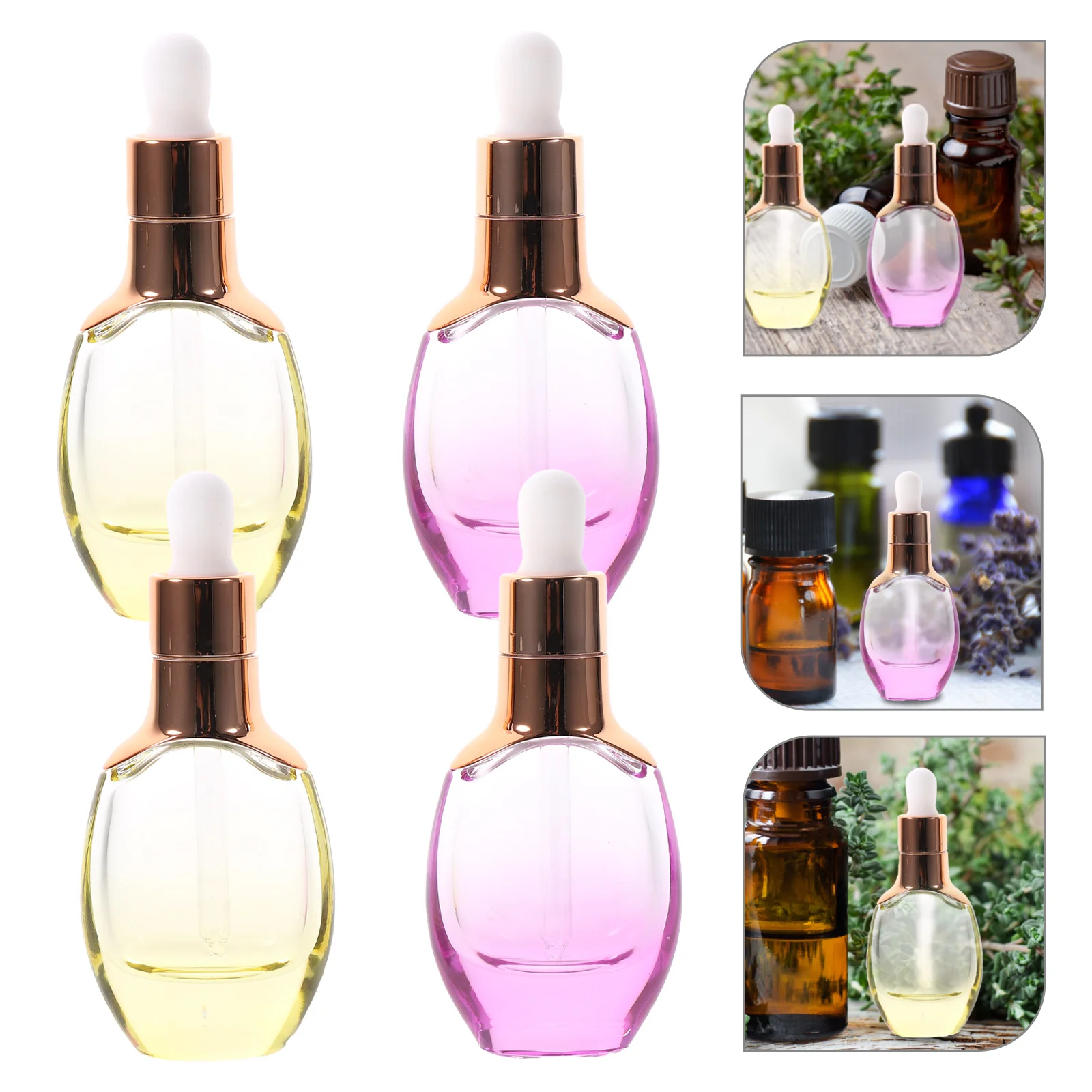 

4Pcs Essential Oil Glass Dropper Bottles Portable Clear Multi-Function Small Travel Bottles Reusable Leak Proof
