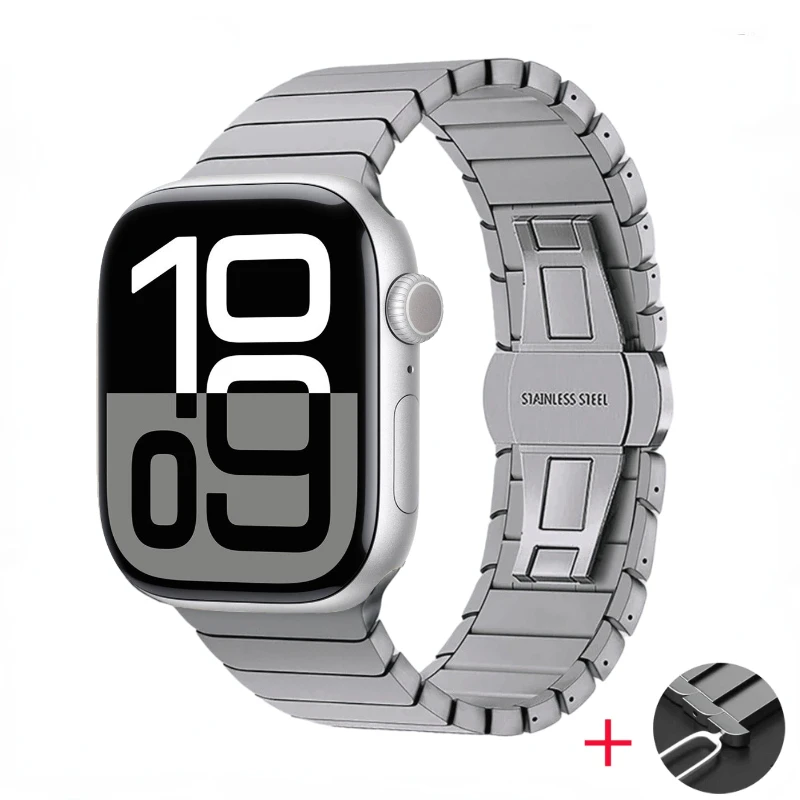 Pulseira de ligação de metal para apple watch 45mm 49mm 44mm 41mm 40mm 46mm 42mm leve iwatch ultra 3 2 1 10 11 9 8 7 6 5 4 se correa