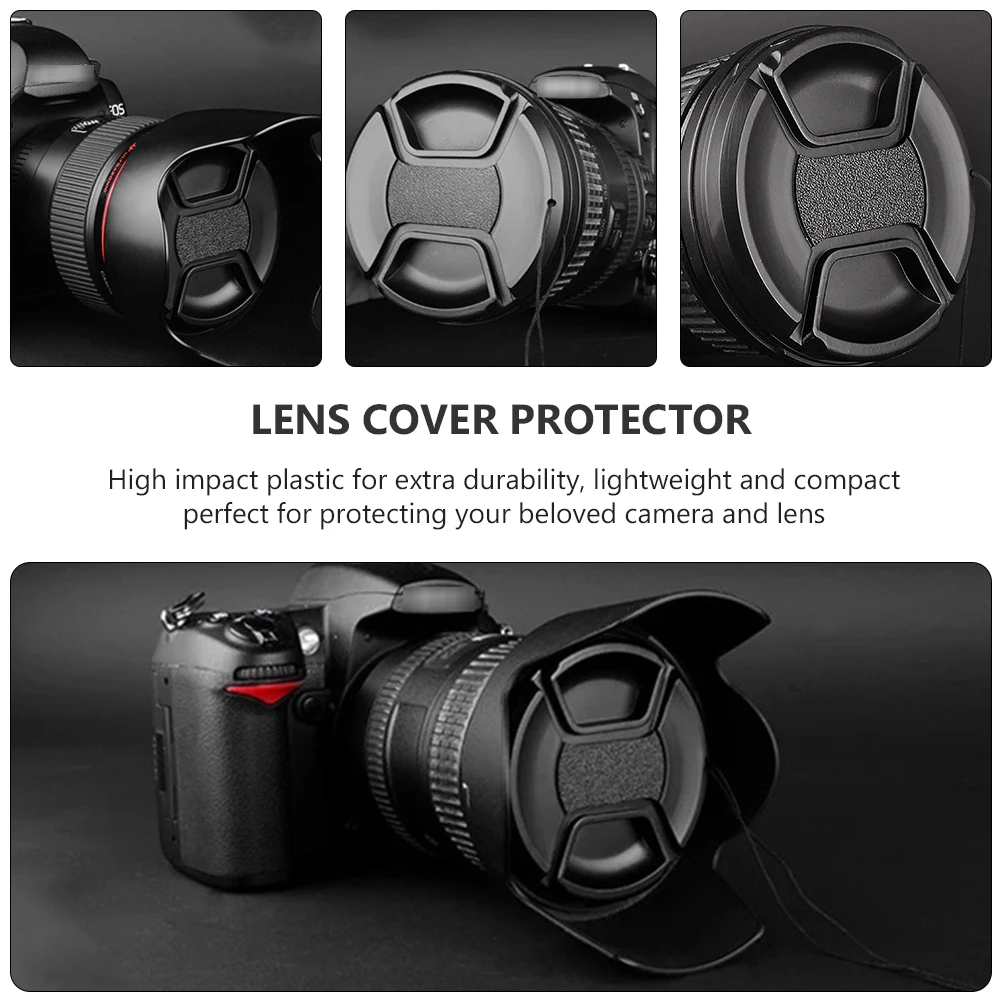 

4 pcs Lens Cover Splashproof Dustproof Black Center Pinch Universal Protector Camera Lens Cover Practical Design Easy Install